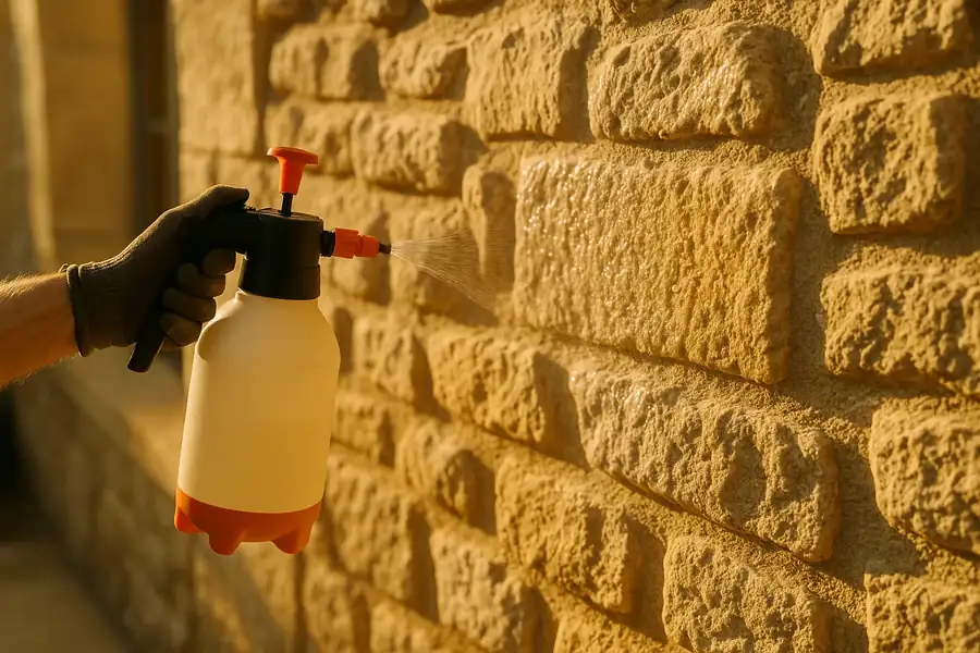 Application d un hydrofuge sur facade en pierre provencale