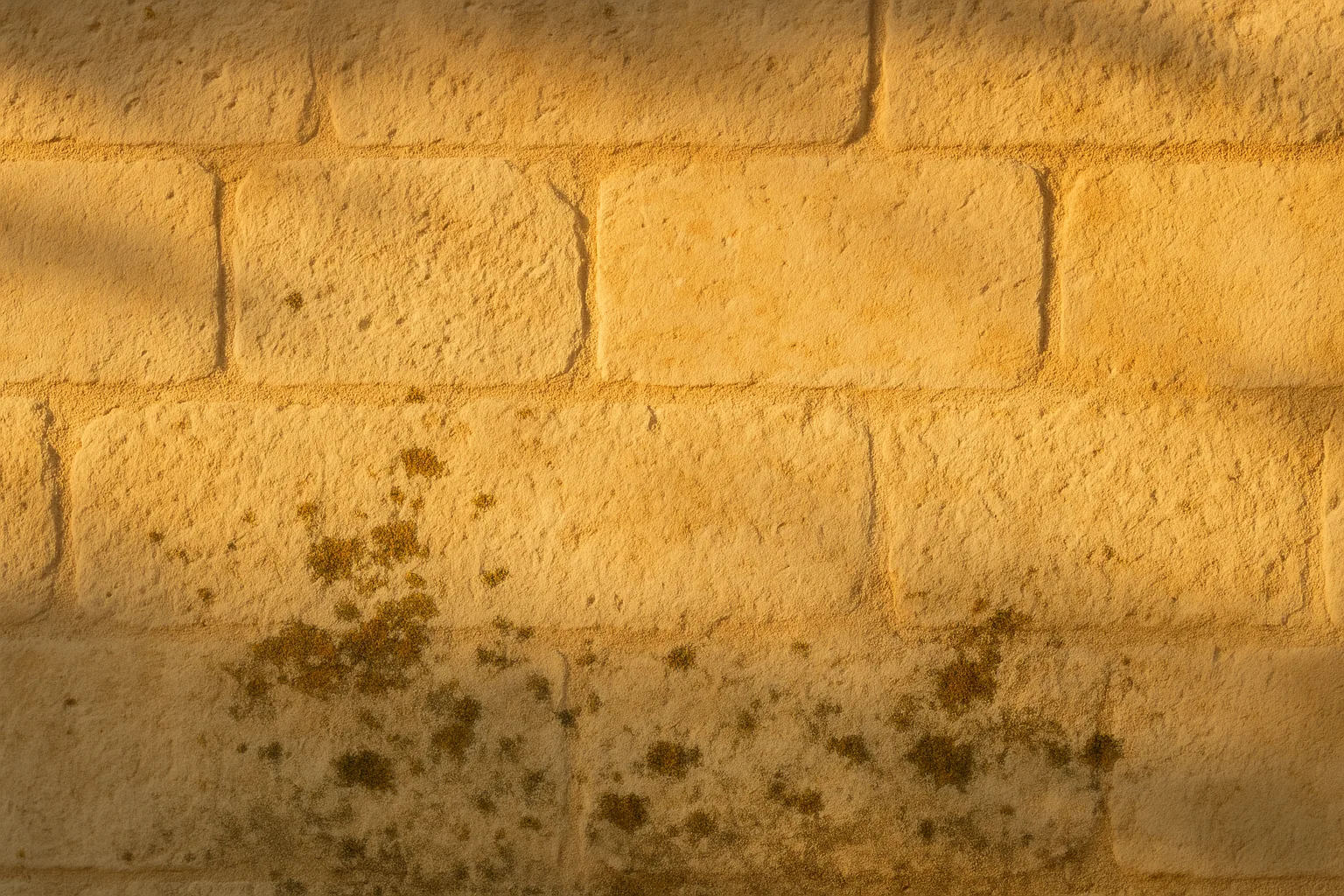 Facade en pierre blanche provencale au coucher du soleil
