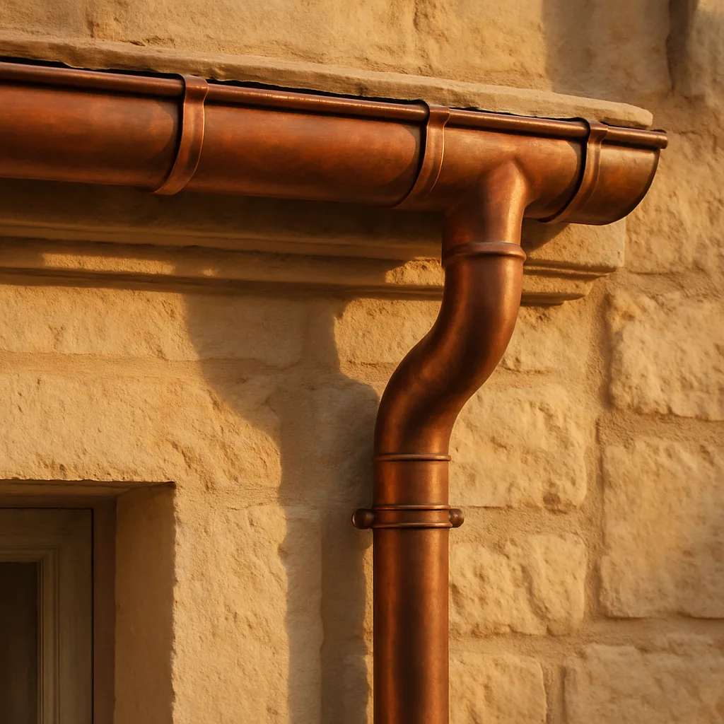 Gouttière en cuivre sur façade provençale