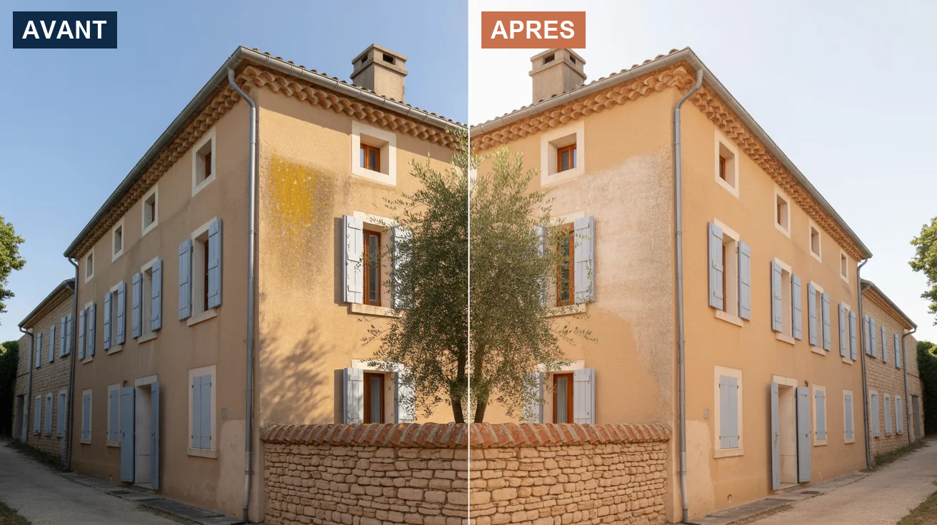 Nettoyage basse pression de fa&ccedil;ade en pierre
