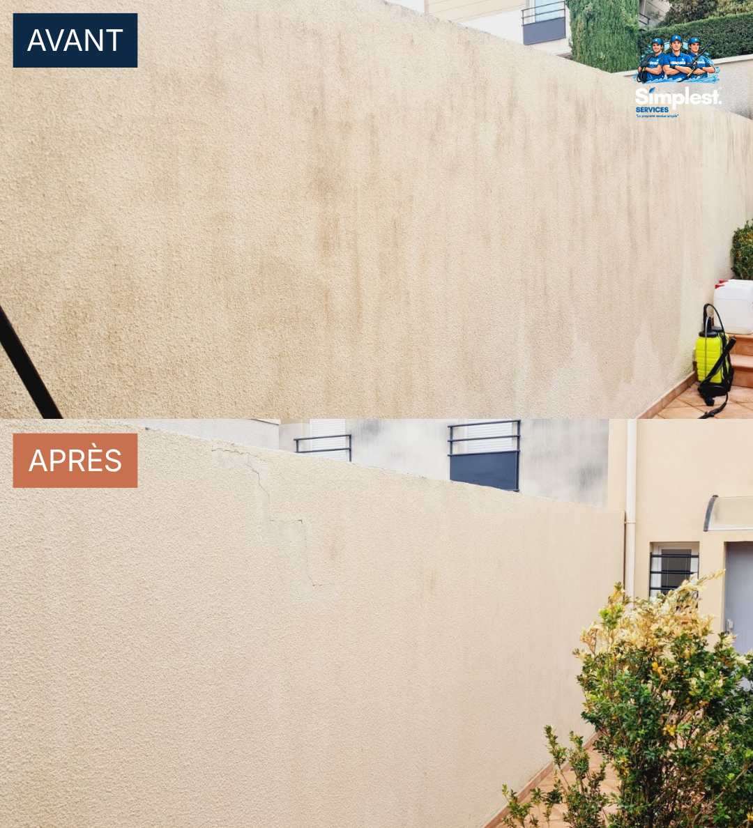 Nettoyage d'un mur exterieur encrasse en Vaucluse