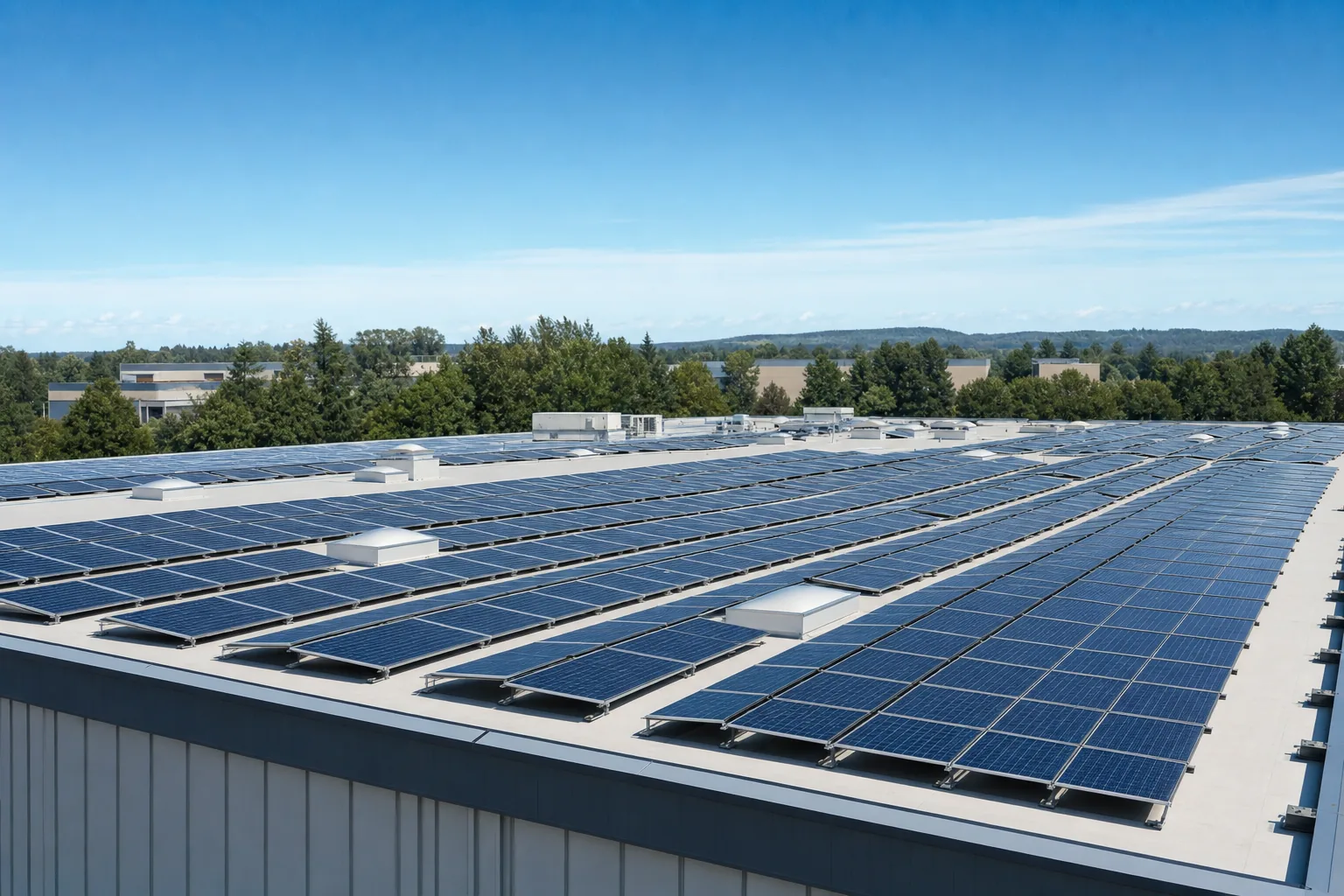 Nettoyage de panneaux solaires sur toiture industrielle