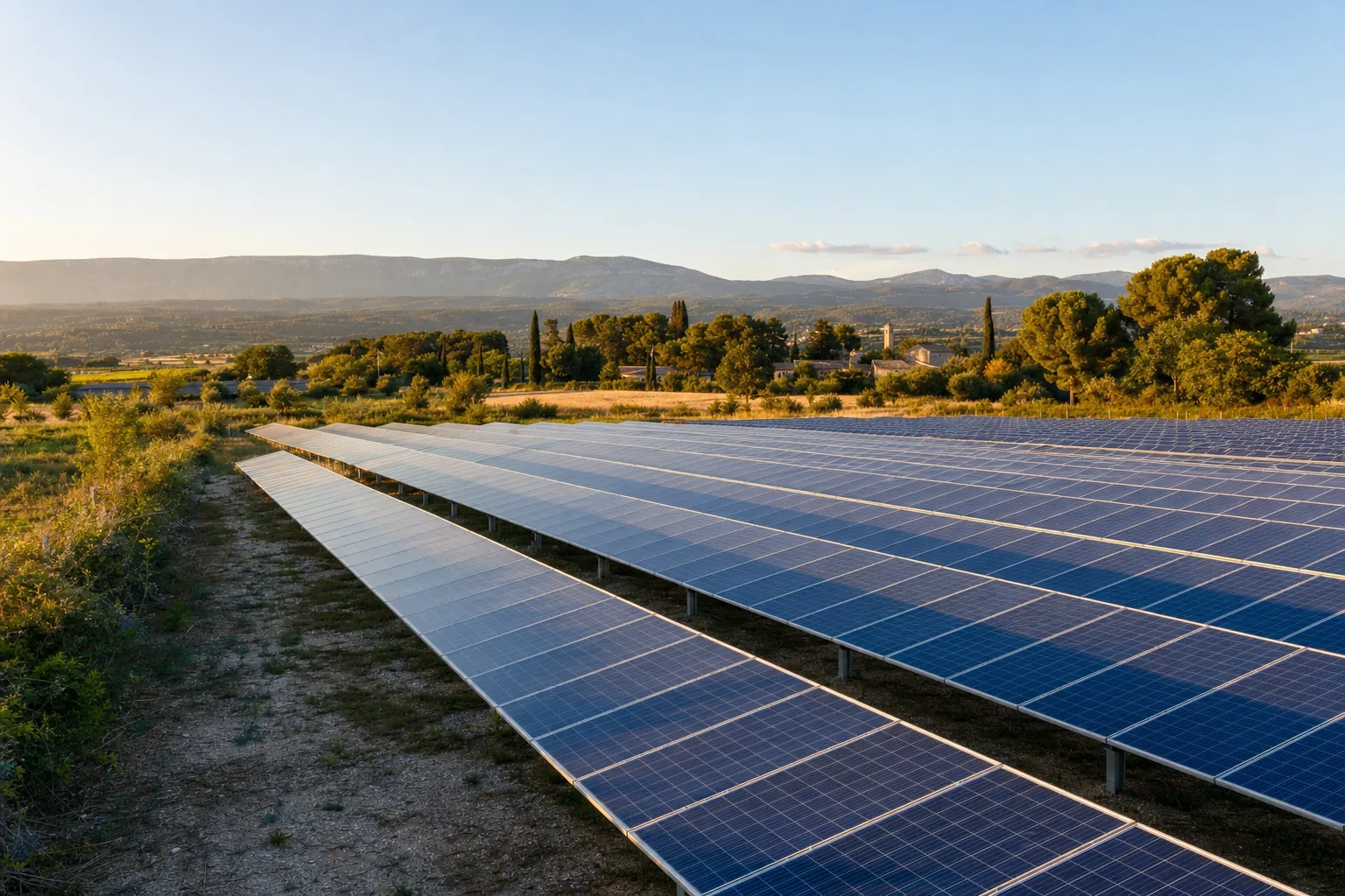 Nettoyage de panneaux solaires en parc au sol