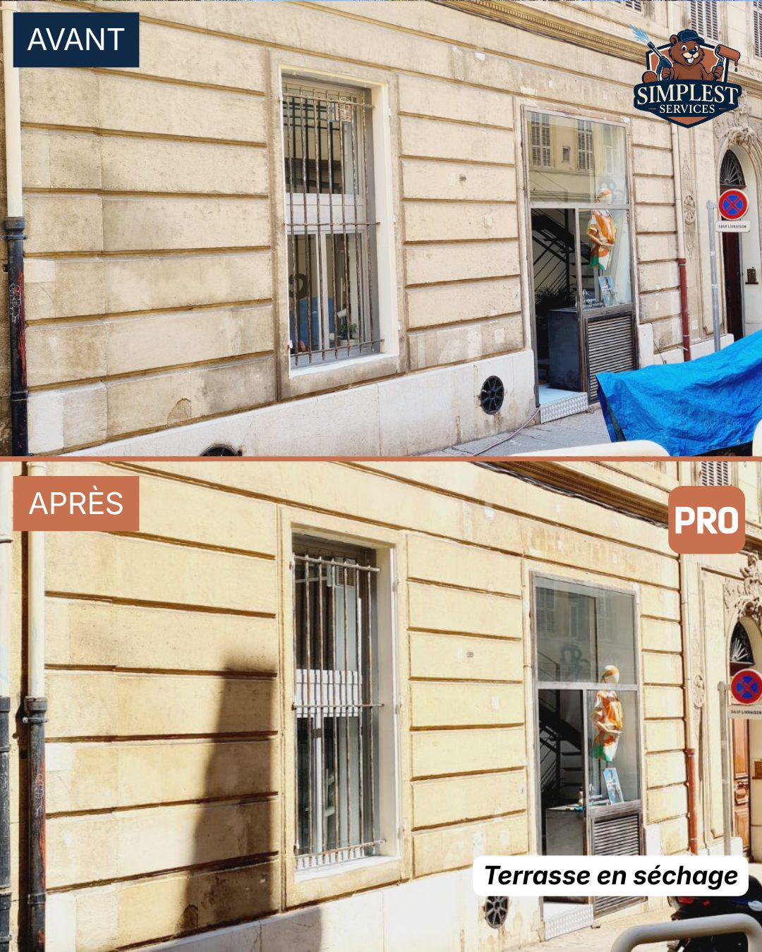 Nettoyage de façade de magasin à Marseille