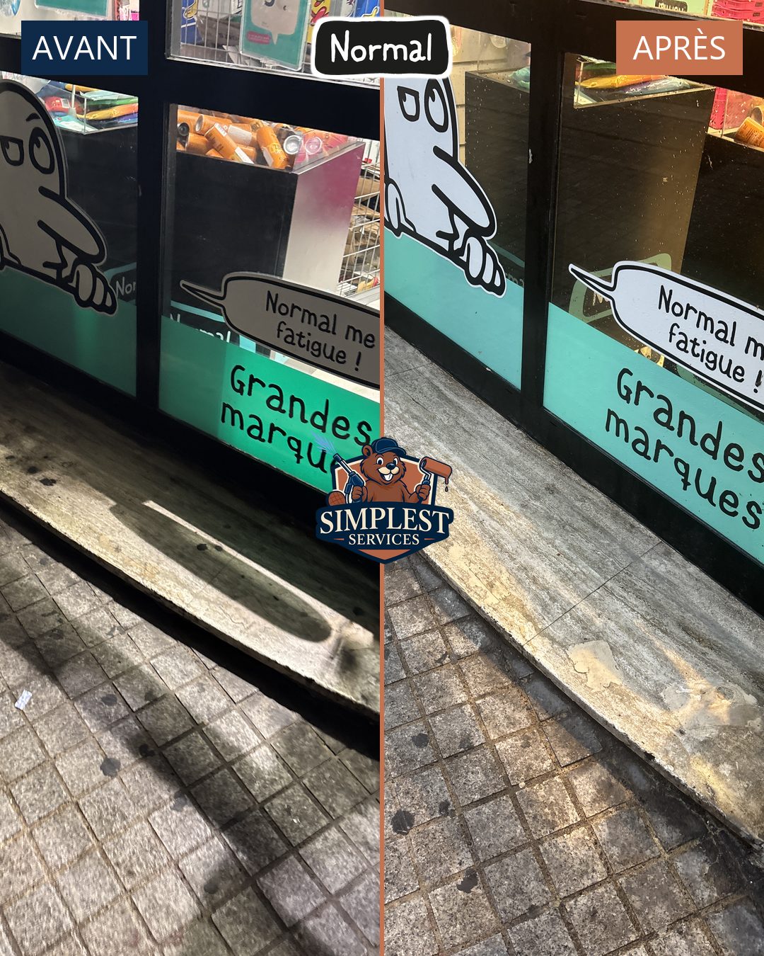 Nettoyage des sols d&rsquo;une devanture de magasin à Marseille