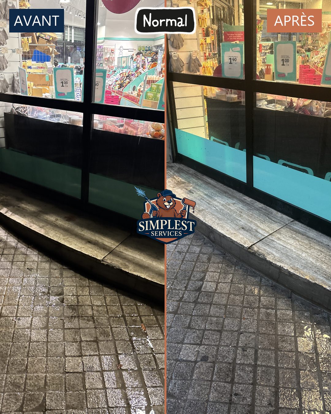 Nettoyage des sols d&rsquo;une devanture de magasin à Marseille